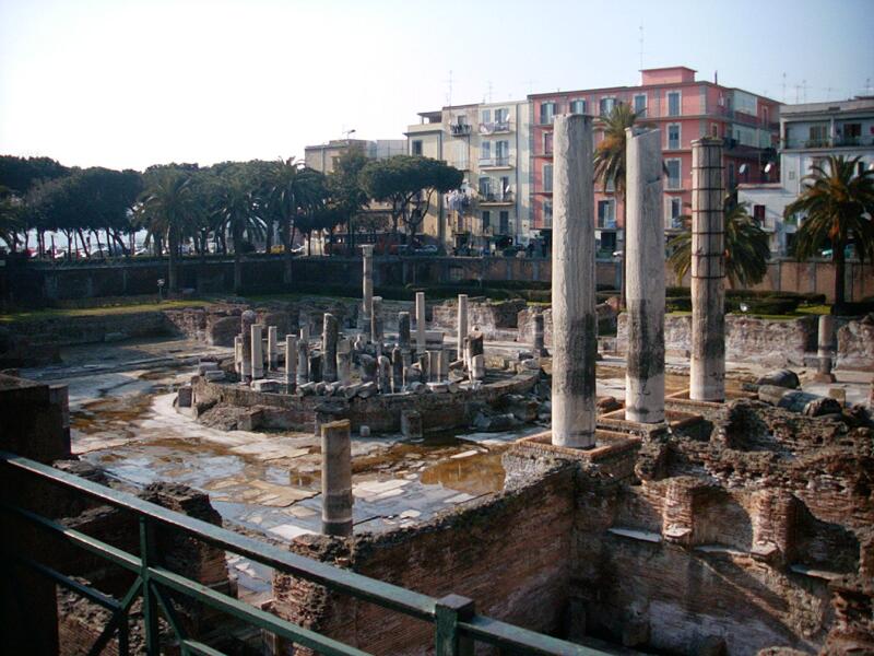The pillars of serapis temple in Pozzuoli