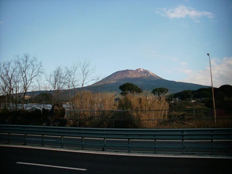 A view to the Vesuvio from Highway A3 on the way to Pompei
